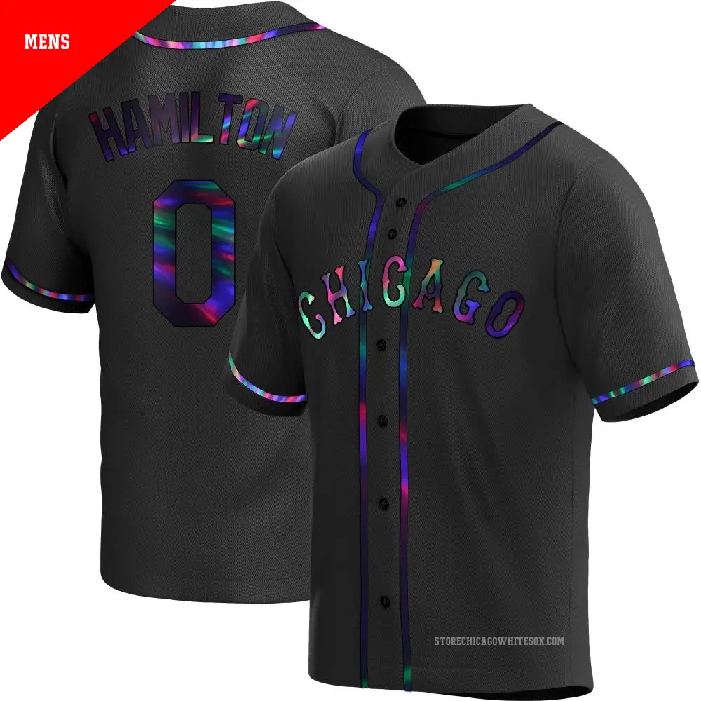 Men's ＃0 Billy Hamilton Chicago White Sox Black Replica Holographic Alternate Jersey