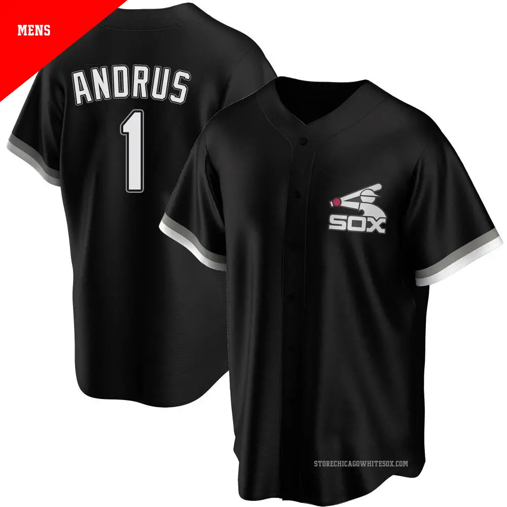 Men s 1 Elvis Andrus Chicago White Sox Black Replica Spring Training Jersey