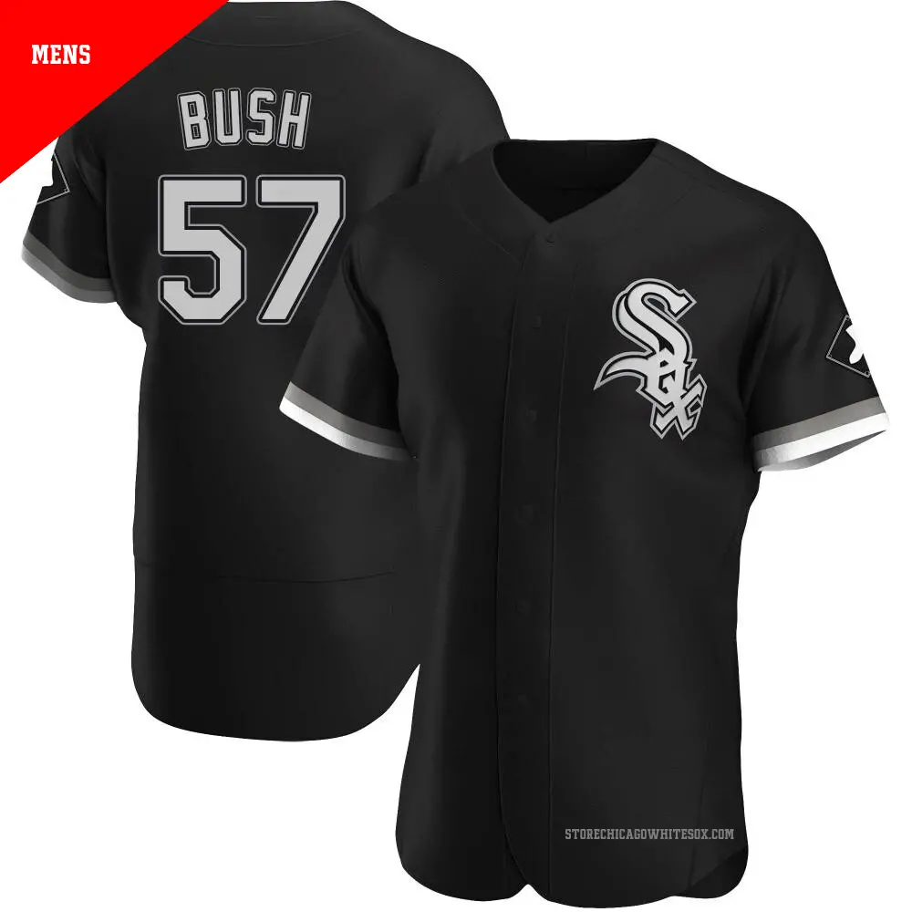 Men's ＃57 Ky Bush Chicago White Sox Black Authentic Alternate Jersey