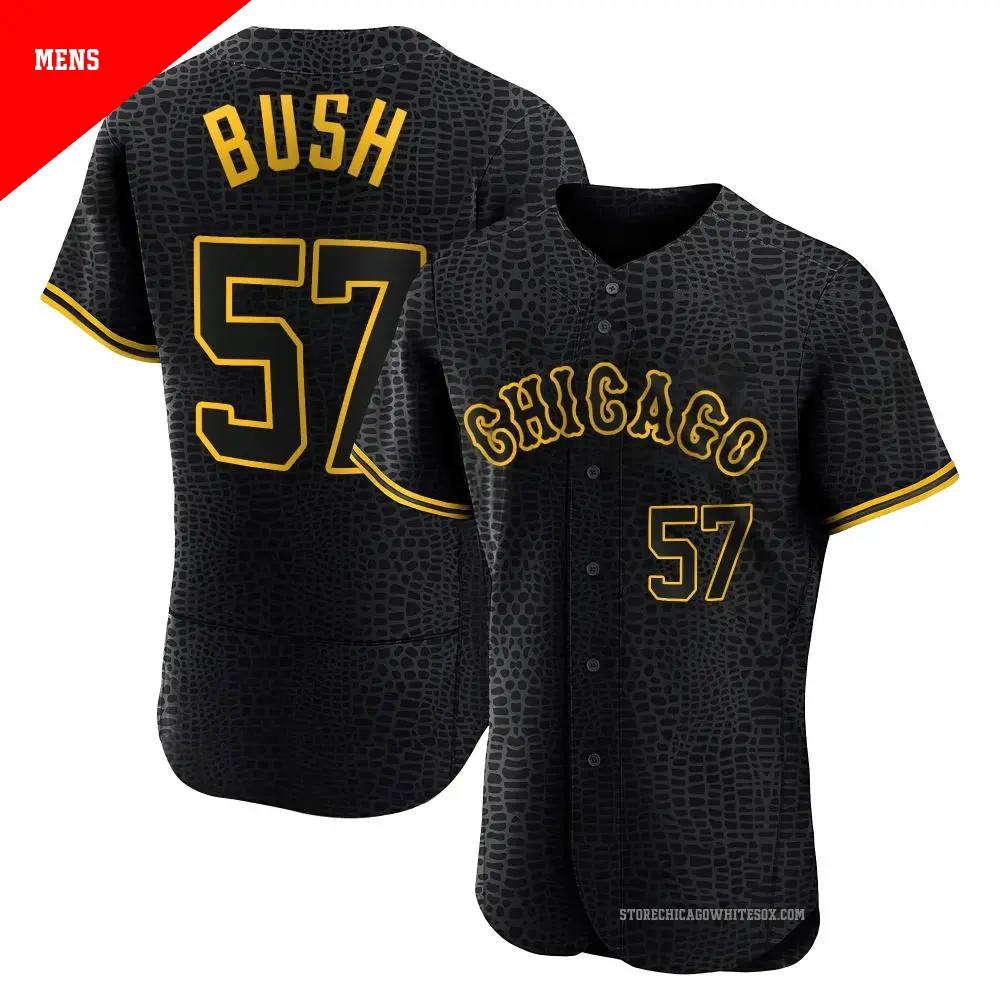 Men's ＃57 Ky Bush Chicago White Sox Black Authentic Snake Skin City Jersey