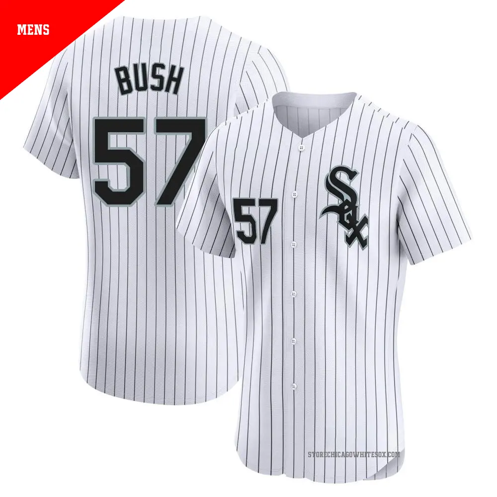 Men's ＃57 Ky Bush Chicago White Sox White Elite Home Jersey