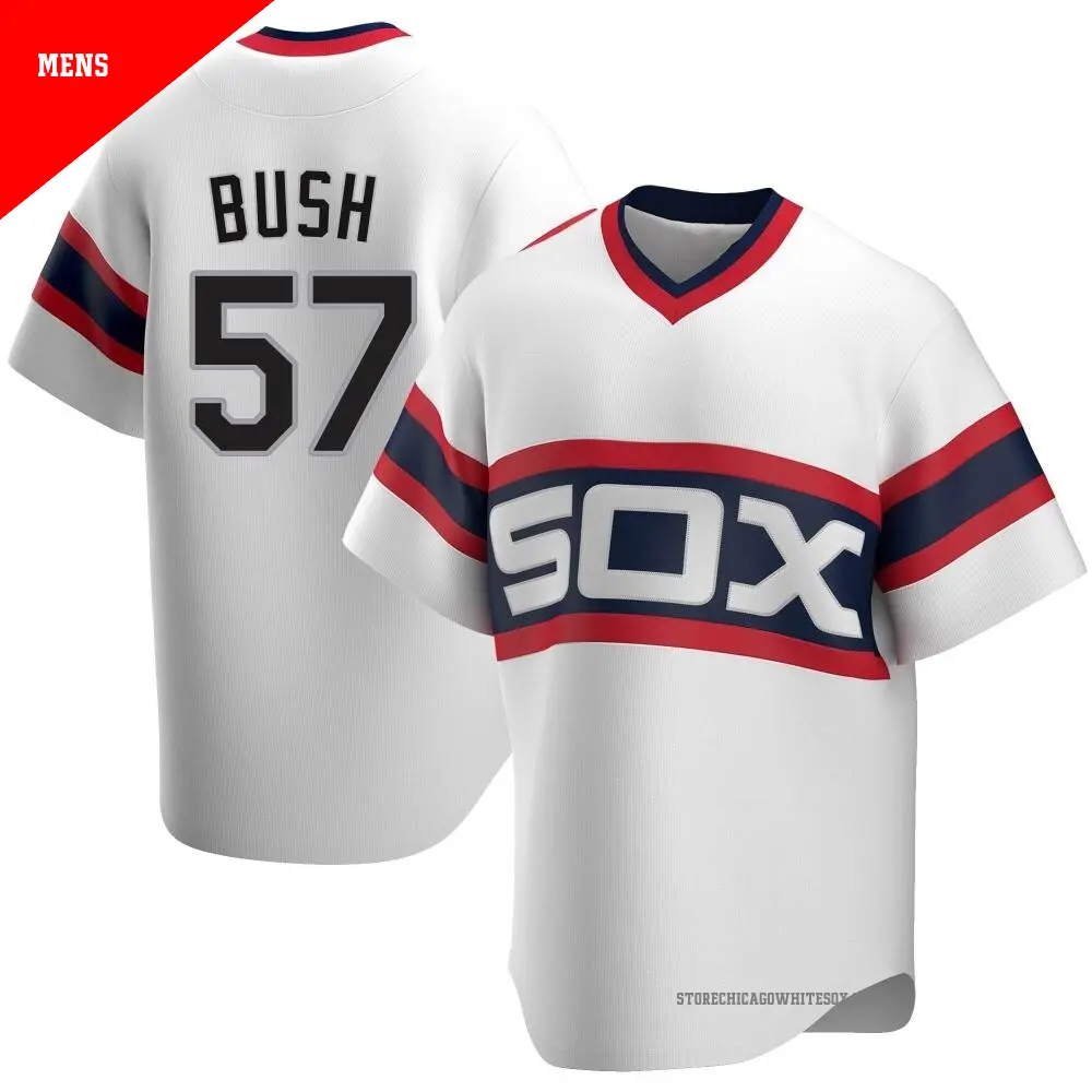 Men's ＃57 Ky Bush Chicago White Sox White Replica Cooperstown Collection Jersey