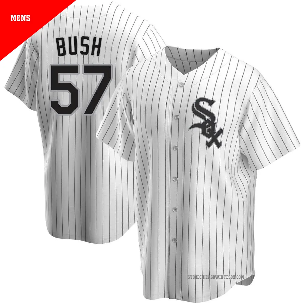 Men's ＃57 Ky Bush Chicago White Sox White Replica Home Jersey