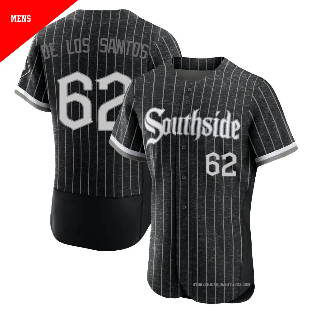 Men's ＃62 Enyel De Los Santos Chicago White Sox Black Authentic 2021 City Connect Jersey