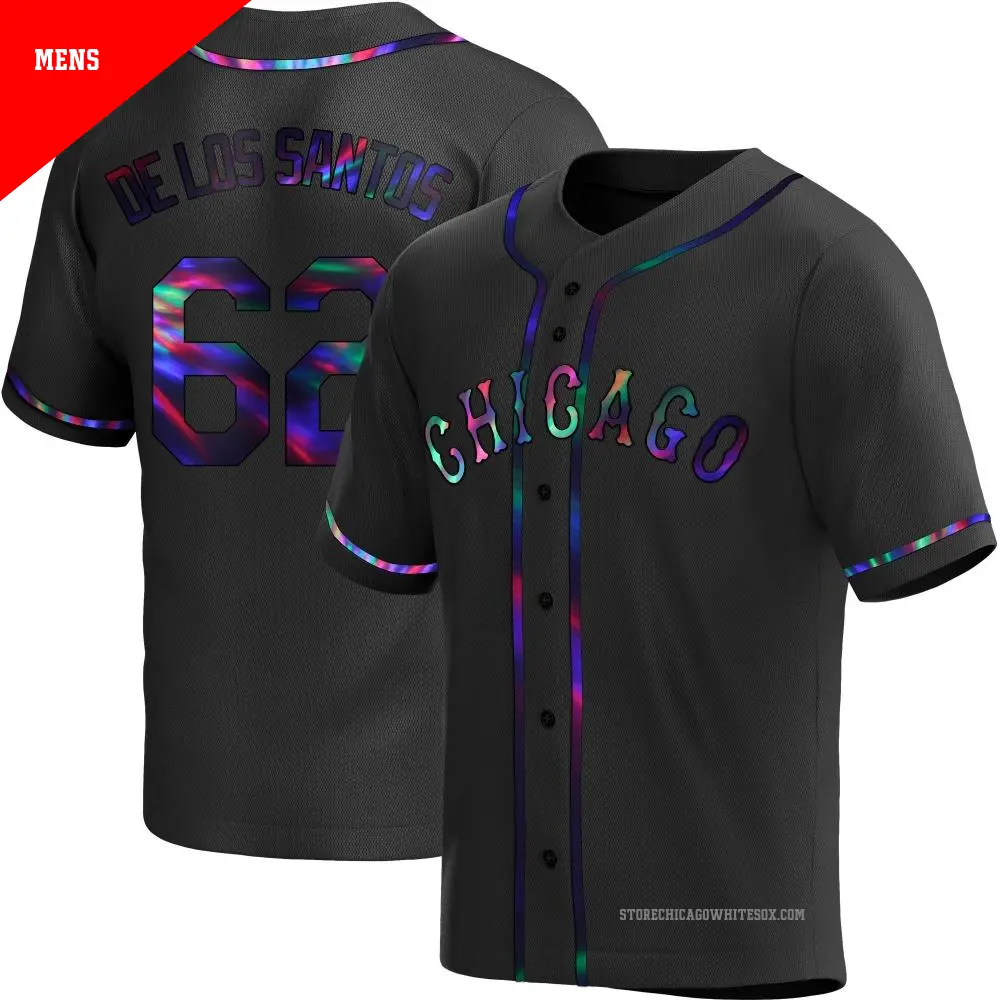 Men's ＃62 Enyel De Los Santos Chicago White Sox Black Replica Holographic Alternate Jersey