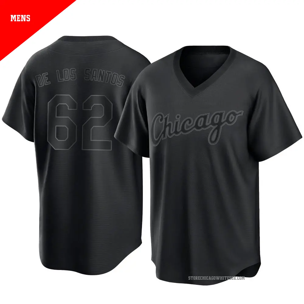 Men's ＃62 Enyel De Los Santos Chicago White Sox Black Replica Pitch Fashion Jersey