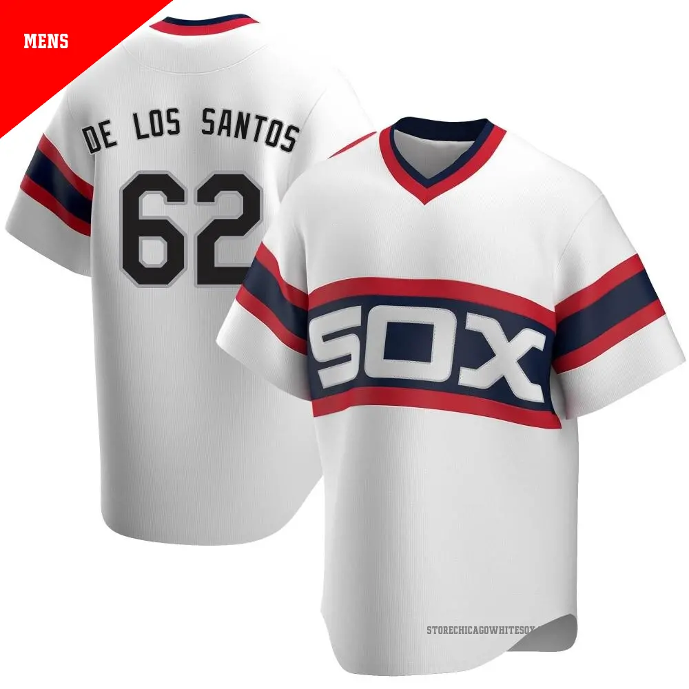 Men's ＃62 Enyel De Los Santos Chicago White Sox White Replica Cooperstown Collection Jersey