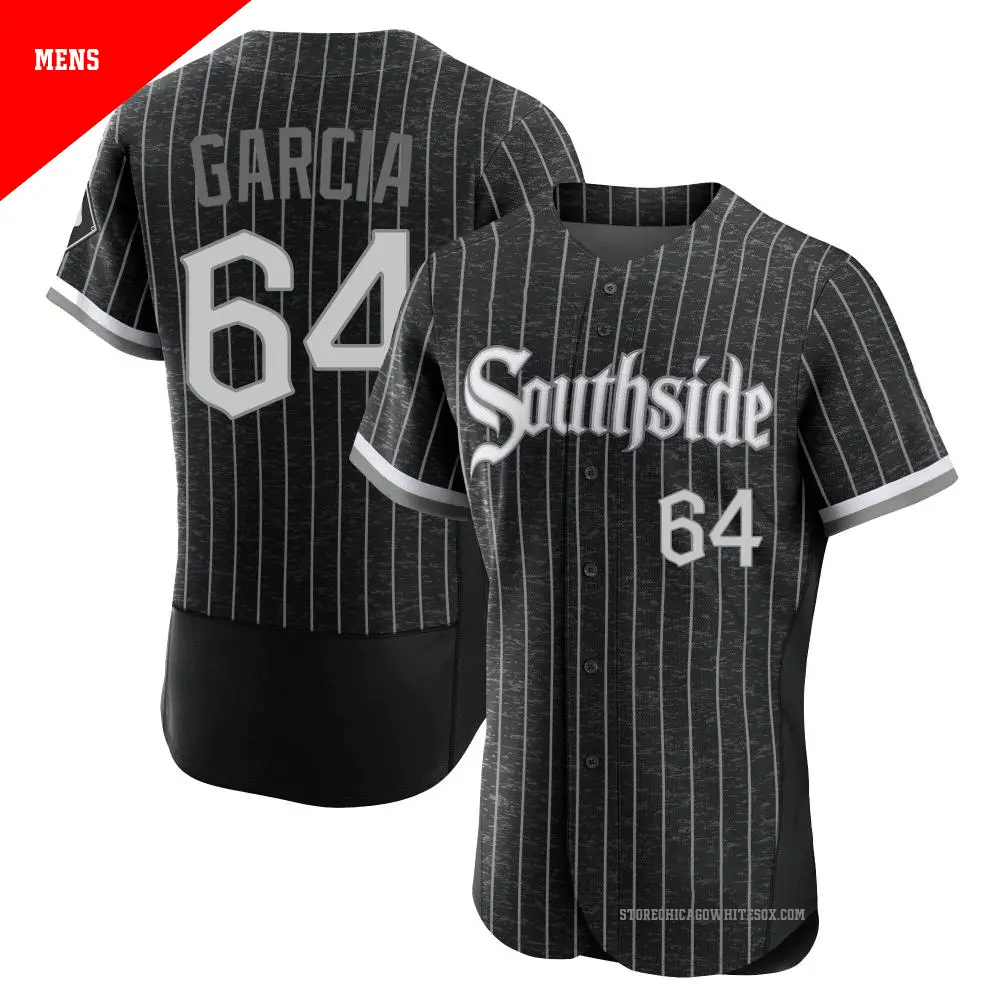 Men's ＃64 Deivi Garcia Chicago White Sox Black Authentic 2021 City Connect Jersey