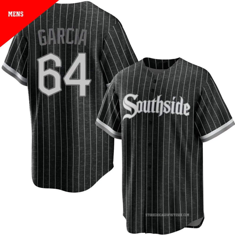 Men's ＃64 Deivi Garcia Chicago White Sox Black Replica 2021 City Connect Jersey