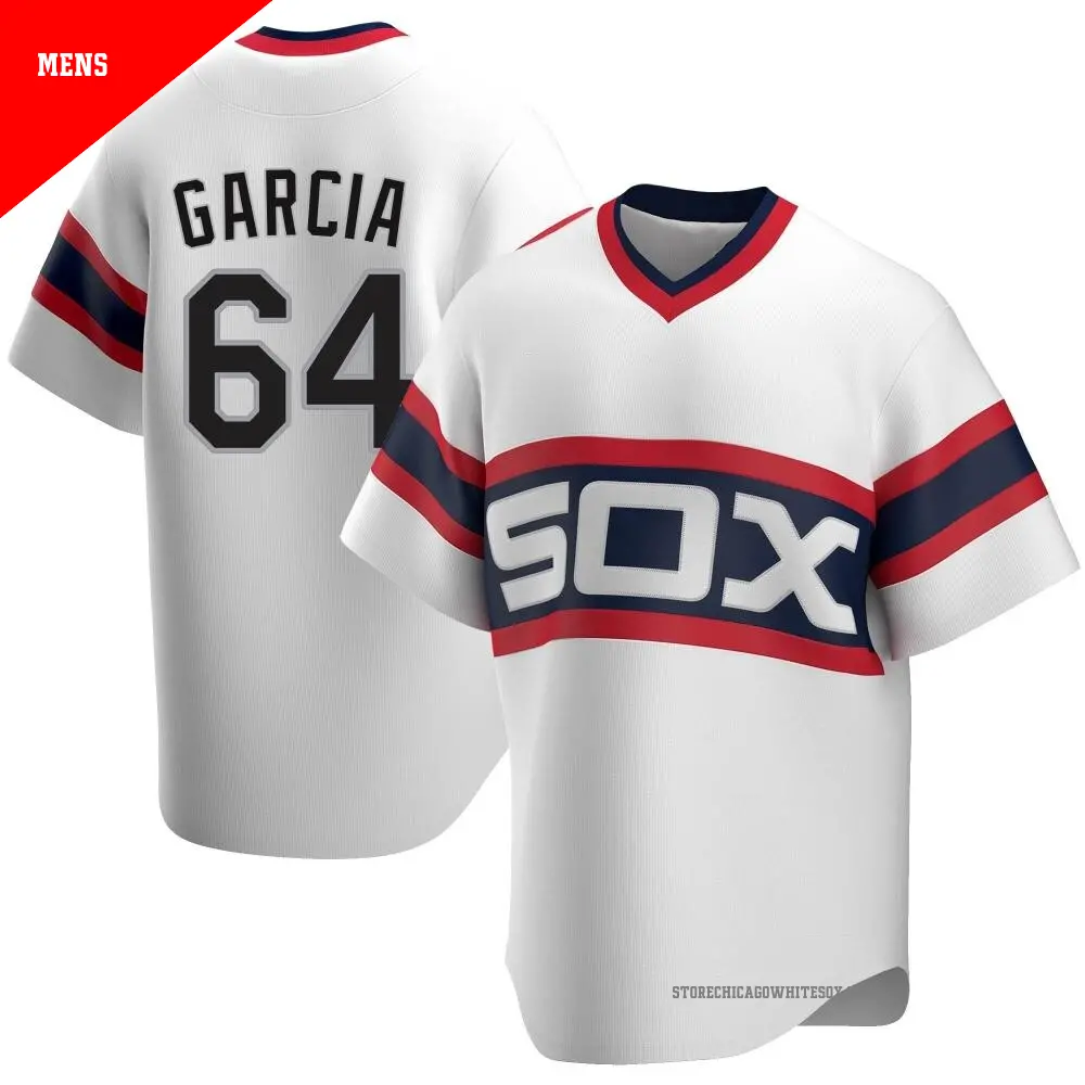 Men's ＃64 Deivi Garcia Chicago White Sox White Replica Cooperstown Collection Jersey