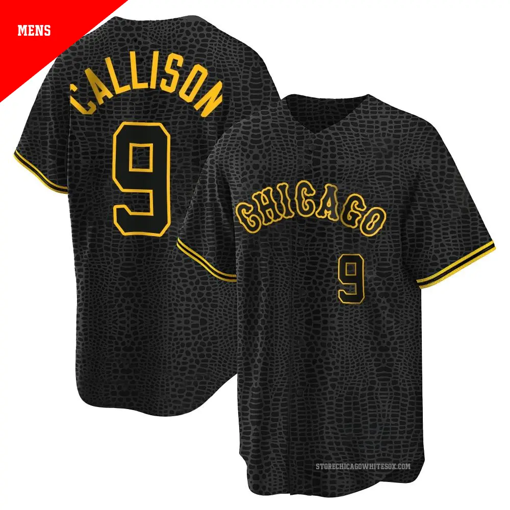 Men's ＃9 Johnny Callison Chicago White Sox Black Replica Snake Skin City Jersey