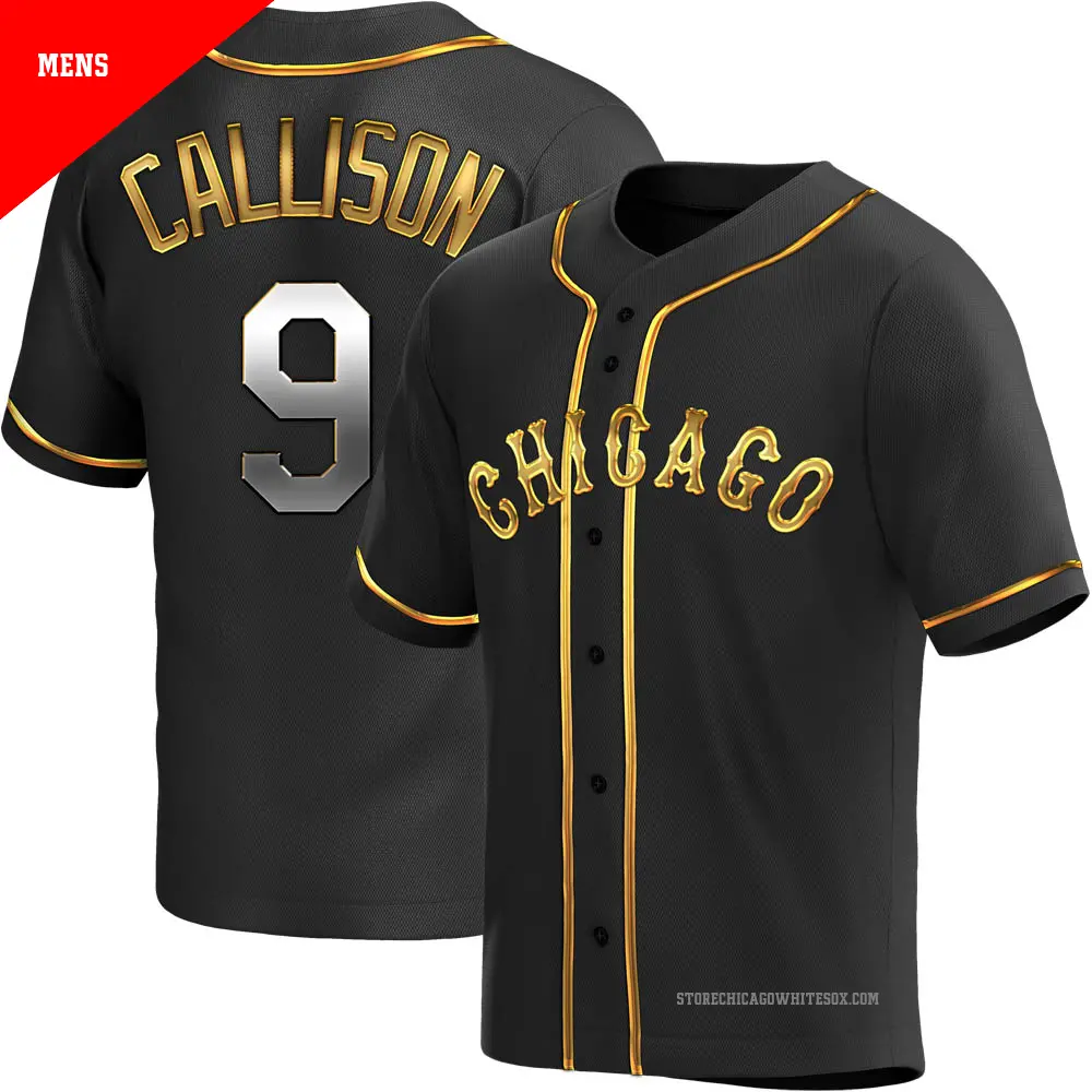 Men's ＃9 Johnny Callison Chicago White Sox Gold Replica Black en Alternate Jersey