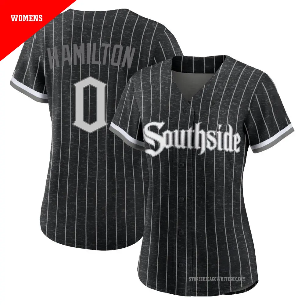 Women's ＃0 Billy Hamilton Chicago White Sox Black Authentic 2021 City Connect Jersey