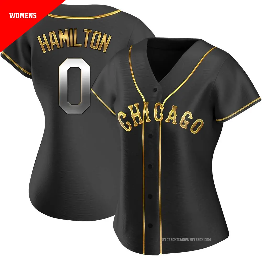 Women's ＃0 Billy Hamilton Chicago White Sox Gold Replica Black en Alternate Jersey