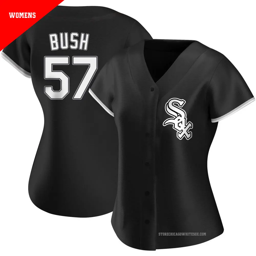 Women's ＃57 Ky Bush Chicago White Sox Black Authentic Alternate Jersey