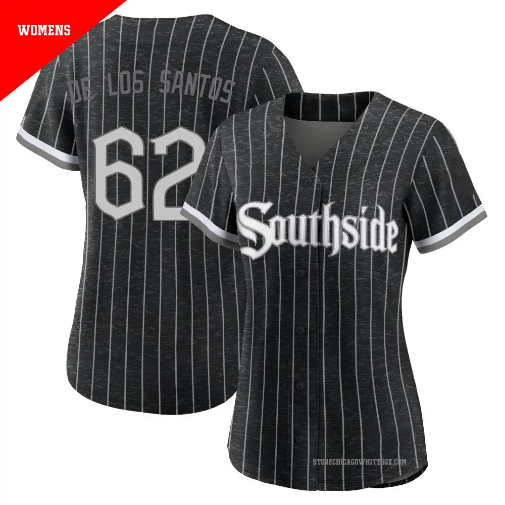 Women's ＃62 Enyel De Los Santos Chicago White Sox Black Authentic 2021 City Connect Jersey