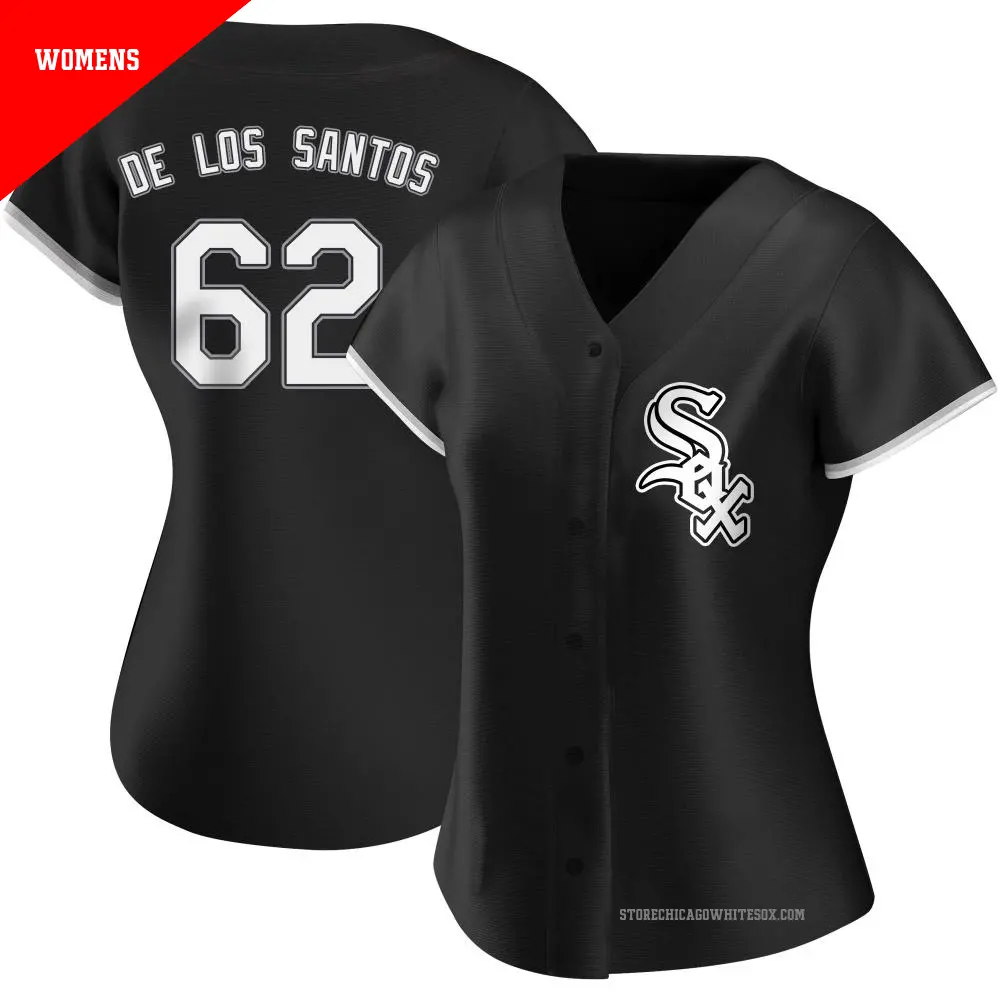 Women's ＃62 Enyel De Los Santos Chicago White Sox Black Authentic Alternate Jersey