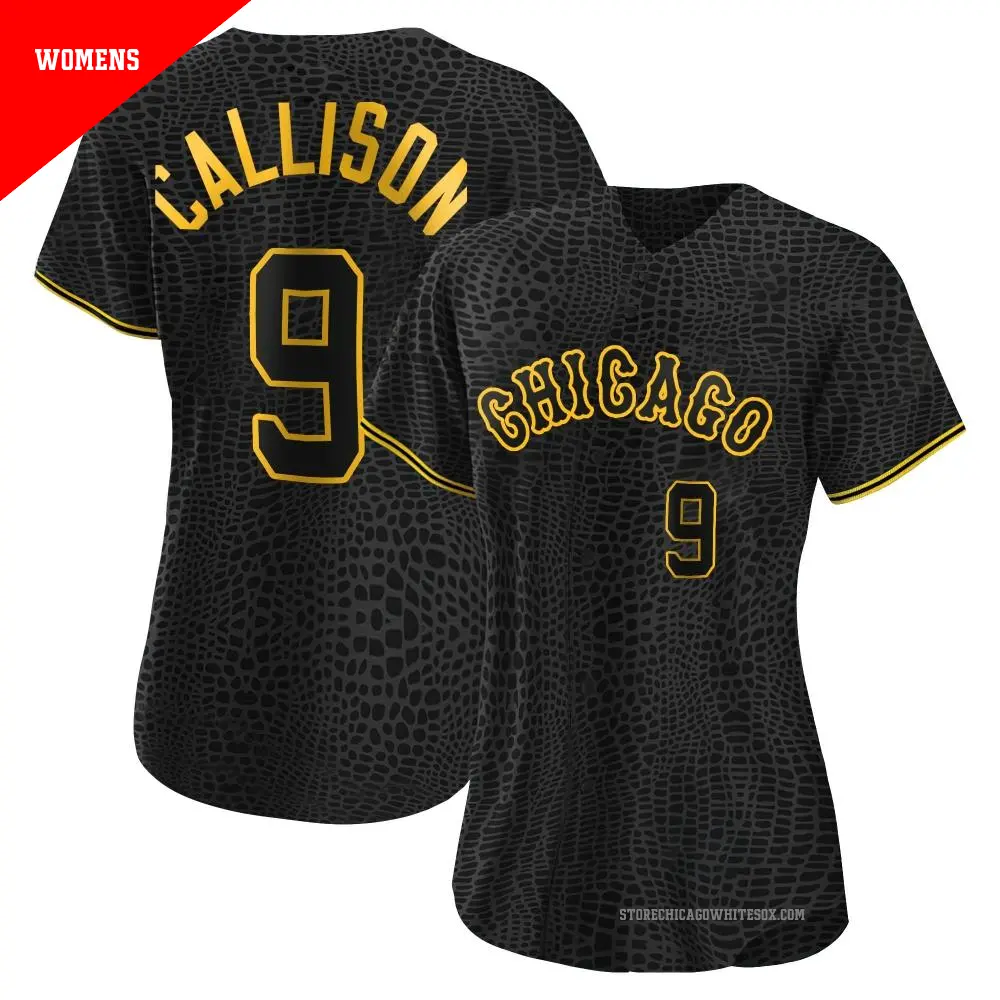 Women's ＃9 Johnny Callison Chicago White Sox Black Authentic Snake Skin City Jersey