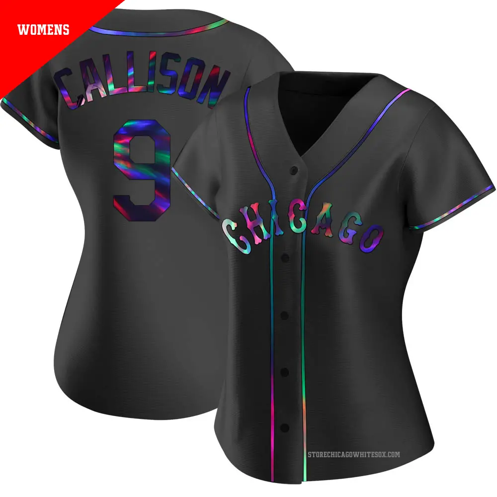 Women's ＃9 Johnny Callison Chicago White Sox Black Replica Holographic Alternate Jersey